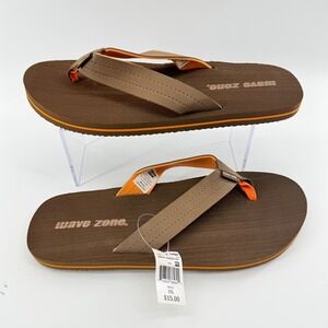 NEW Wave Zone Mens XXL 14 Flip Flops Brown Orange Beach Bum Thong Sandals Summer